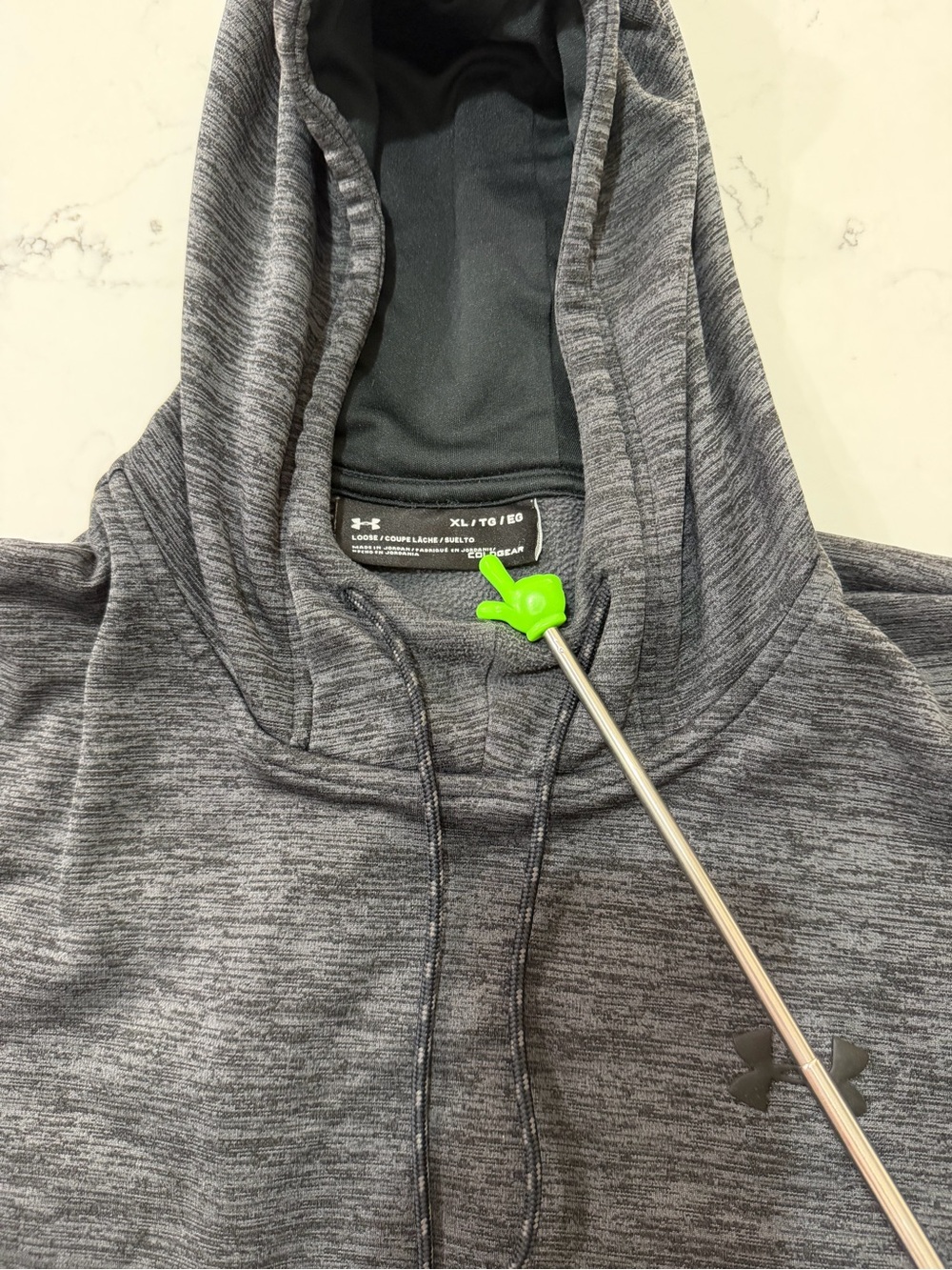 Under Armour ColdGear Mens XL Gray Heathered Pullover Hoodie Sweatshirt - Picture 2 of 6